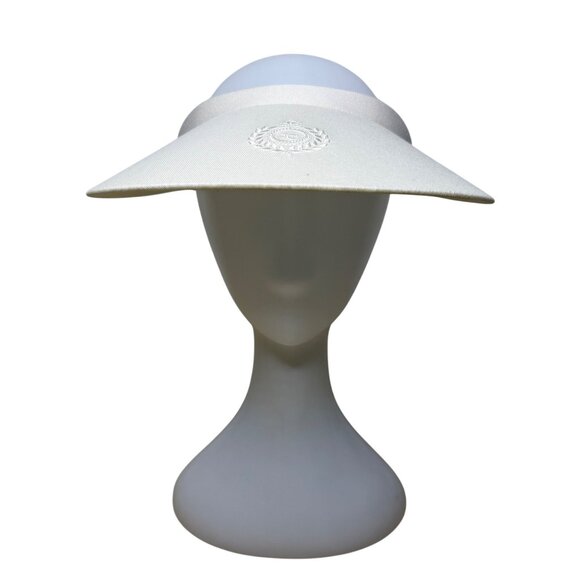 Liz Claiborne Womens White Cotton Adjustable Visor Hat Summer Embroidered Logo - Picture 1 of 8